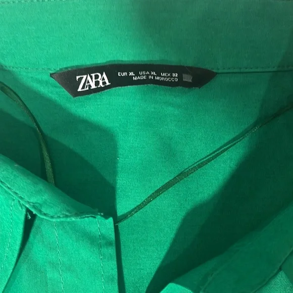 Zara Green Poplin Oversized XL - Picture 4 of 6
